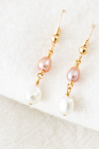 Pink Pearl & Keshi Pearl Dangle Earrings