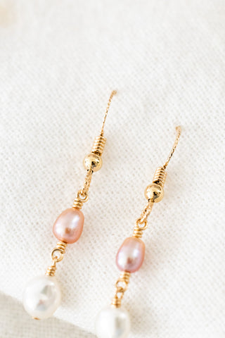 Pink Pearl & Keshi Pearl Dangle Earrings