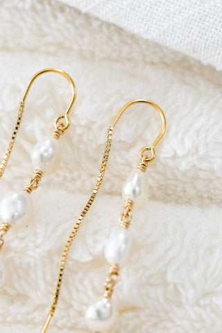 Triple Keshi Pearl U Box Ear Threaders