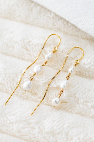 Triple Keshi Pearl U Box Ear Threaders