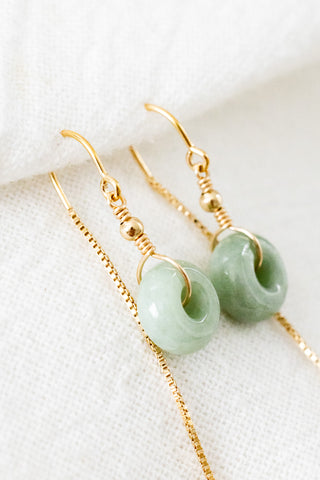 Light Jade Donut & Bead U Box Ear Threaders