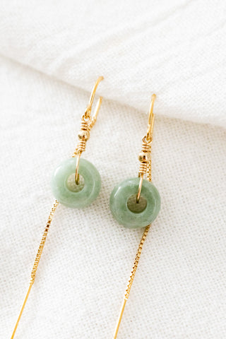 Light Jade Donut & Bead U Box Ear Threaders