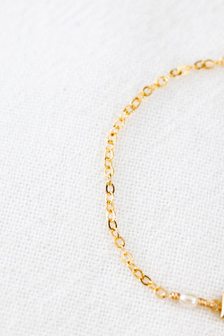 Blue Opal Square & Mini Rice Pearl Bracelet