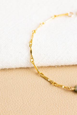 Olive/Silver Mini Keshi Tahitian Pearl Jay Bracelet