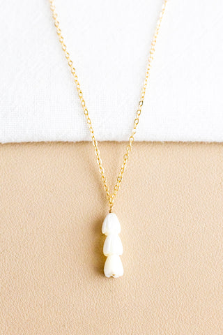Triple Stacked Small MOP Pikake Necklace