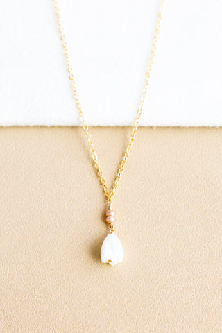 Double Mini Pink Button Pearl & Large MOP Pikake Necklace