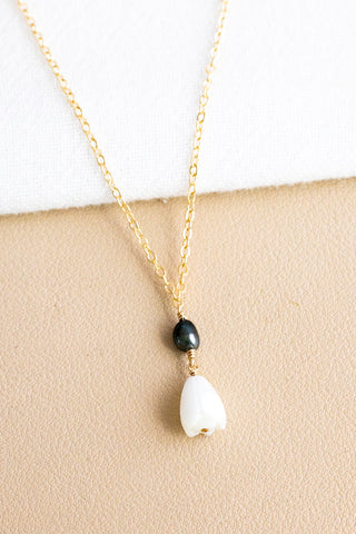 Keshi Tahitian Pearl & Pikake Necklace