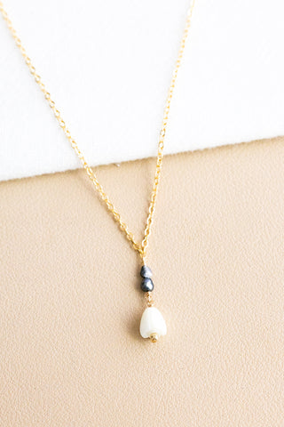 Double Mini Keshi Tahitian Pearl & Small MOP Pikake & Bead Necklace