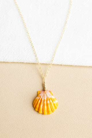 Triple Bead Pink/Orange Sunrise Shell Necklace