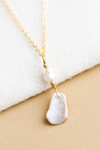 Keshi Pearl & Bead Shell Fragment Necklace