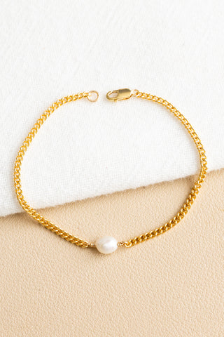 Keshi Pearl Curb Bracelet