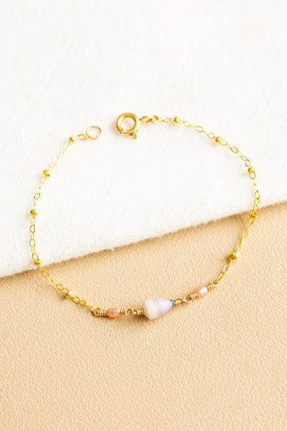 Dwarf Cone & Mini Light Pink Rice Pearl Beam Bracelet