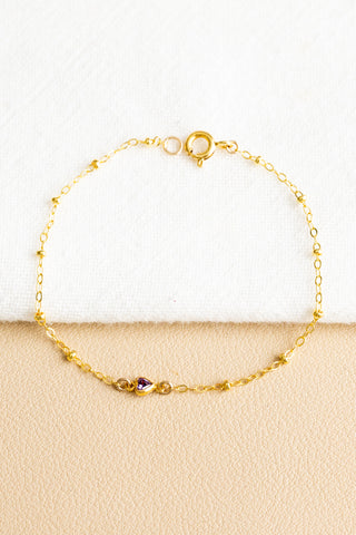 CZ Amethyst Heart Beam Bracelet