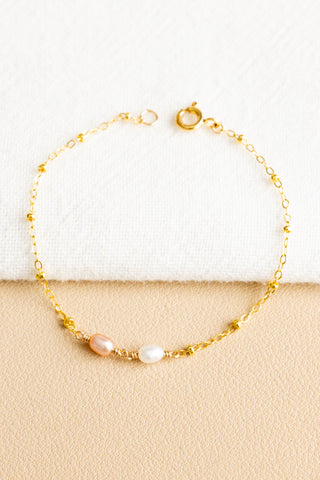 White & Pink Pearl Beam Bracelet