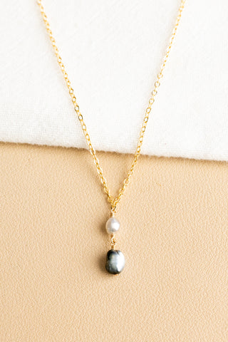 Light & Dark Silver Stacked Keshi Tahitian Pearl Necklace