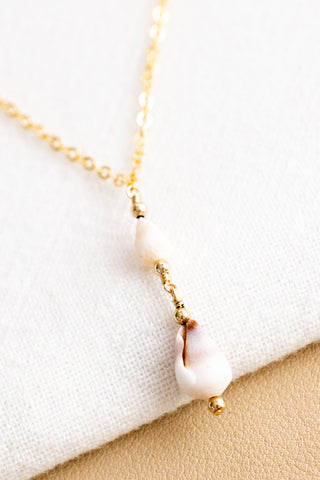 Double Stacked Dwarf Cone Shell & Bead Necklace