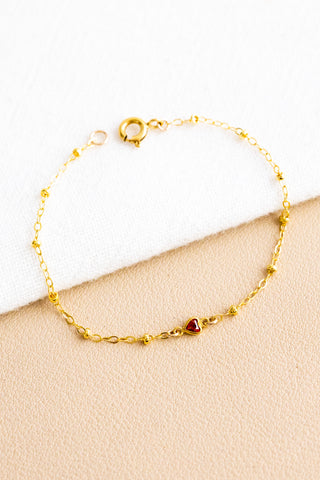 CZ Garnet Bubble Heart Beam Bracelet
