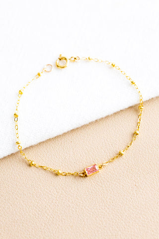 Pink CZ Rectangle Beam Bracelet