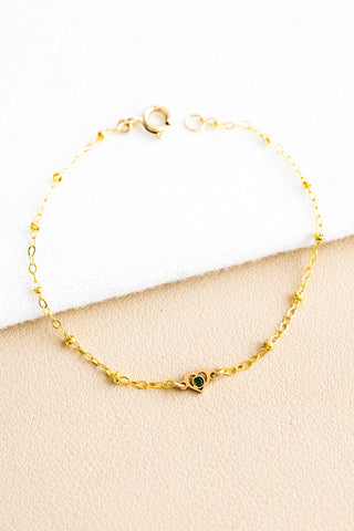 CZ Emerald Heart Beam Bracelet