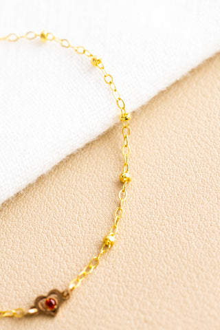 CZ Garnet Heart Beam Bracelet