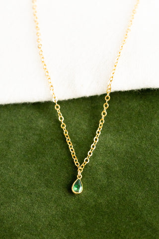 CZ Emerald Teardrop Necklace