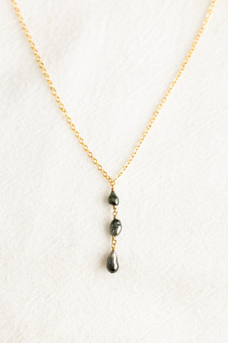 Triple Stacked Dark Keshi Tahitian Pearl Necklace