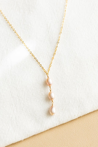 Triple Stacked Large Pink Pearl Necklace