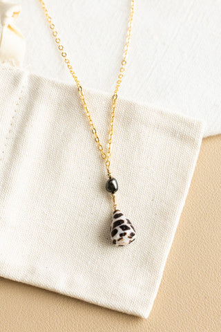 Keshi Tahitian Pearl & Bead Hebrew Cone Shell Necklace