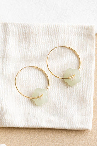 Jade Flower 27mm Endless Hoops