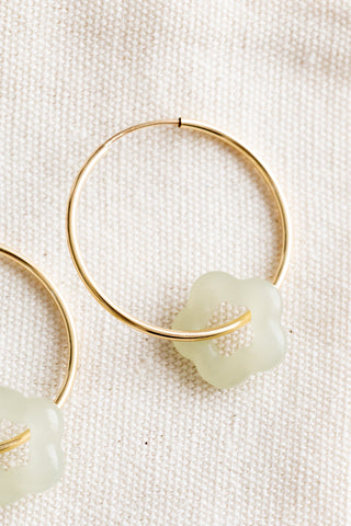 Jade Flower 27mm Endless Hoops
