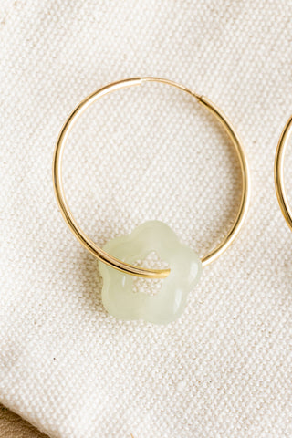 Jade Flower 27mm Endless Hoops