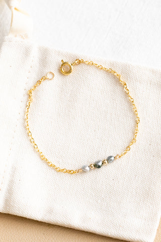 In-Line Mini Keshi Tahitian Pearl & Bead Bracelet