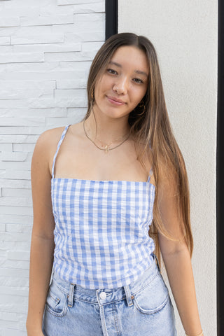 Blue/White Plaid Top