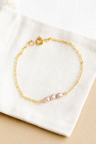 Triple Small Pink Pearl Bracelet
