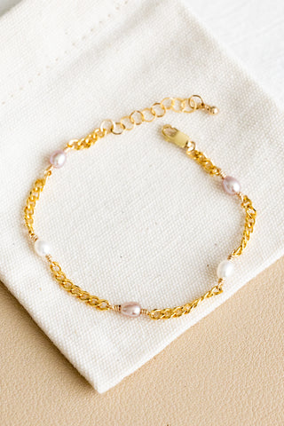 White & Mauve Pearl Endless Bracelet