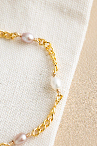 White & Mauve Pearl Endless Bracelet