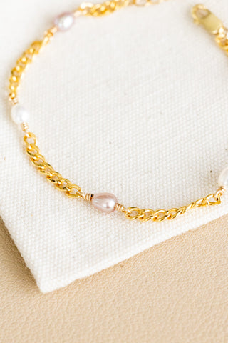 White & Mauve Pearl Endless Bracelet