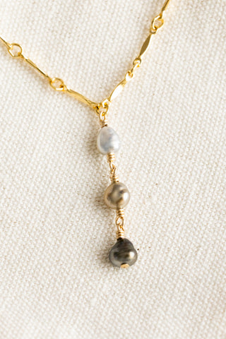 Gradient Triple Mini Keshi Tahitian Pearl Jay Necklace