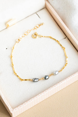 Triple Gradient Keshi Tahitian Pearl Jay Bracelet