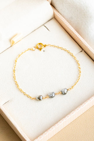 Triple Silver Keshi Tahitian Pearl Bracelet