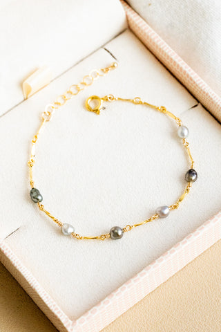 6-Mix Silver Keshi Tahitian Pearl Jay Bracelet