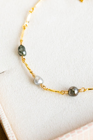 6-Mix Silver Keshi Tahitian Pearl Jay Bracelet