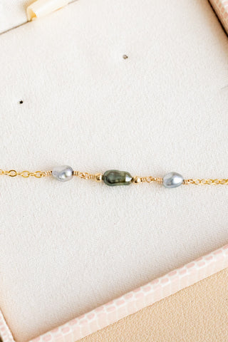 Triple Keshi Tahitian Pearl & Bead Bracelet