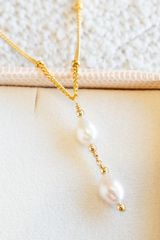 Large Baroque White & Pink Pearl & Bead Anela Necklace