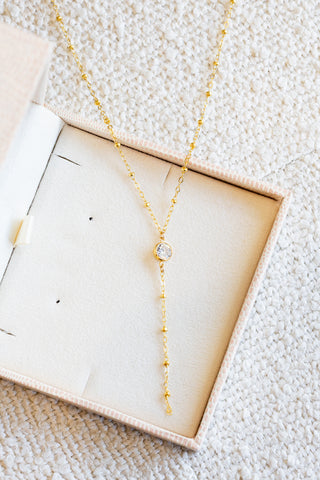 Large CZ Beam Lariat Necklace