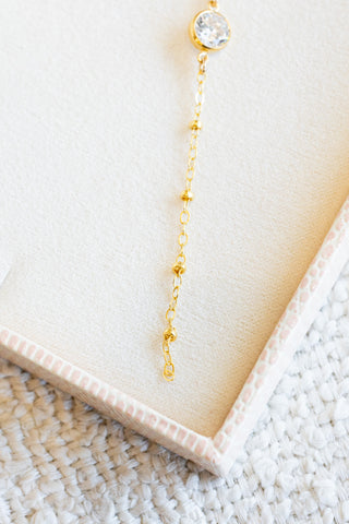 Large CZ Beam Lariat Necklace