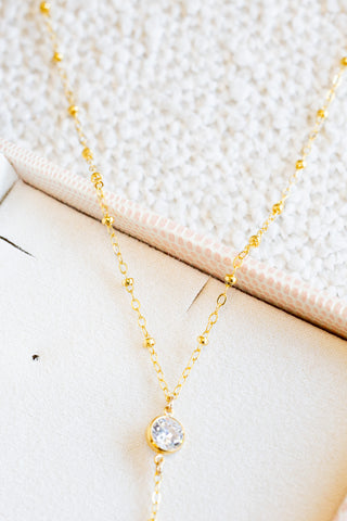 Large CZ Beam Lariat Necklace