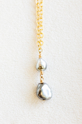 Mini & Medium Silver Keshi Tahitian Pearl Necklace
