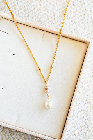 Double Mini Mauve Pearl & Baroque Pearl Anela Necklace