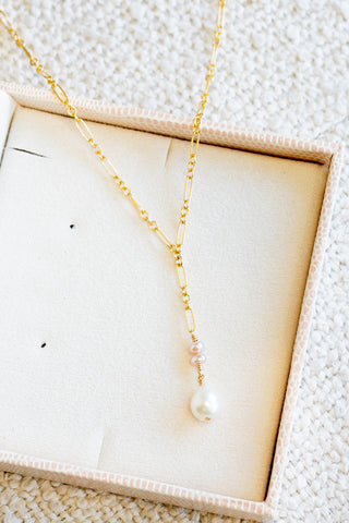 Double Mini Pink Button Pearl & Baroque Pearl Wishful Necklace